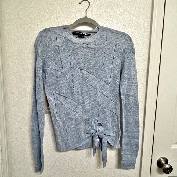 Veronica Beard Elina Crewneck Sweater 100% Linen Light Blue XS - Picture 7 of 9